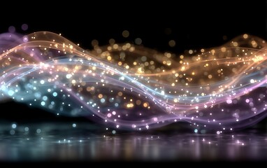 Wall Mural - a colorful wave of light with many small dots