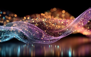 Wall Mural - a colorful wave of light with many small dots