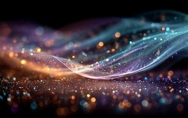 Wall Mural - a colorful wave of light with many small dots