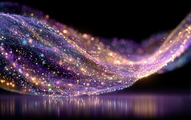 Wall Mural - a colorful wave of light with many small dots