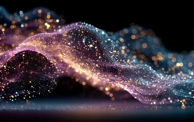 Wall Mural - a colorful wave of light with many small dots