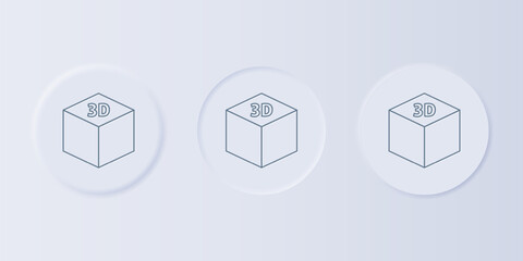 Wall Mural - Grey Isometric cube icon isolated on grey background. Geometric cubes solid icon. 3D square sign. Box symbol. Set icons in square buttons. Vector