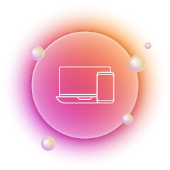 Wall Mural - white computer monitor and mobile phone icon isolated on white background. earnings in the internet,