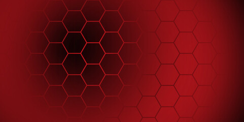 Wall Mural - abstract red hexagon technology background vector. futuristic red tech grid hex pattern. dark red ho