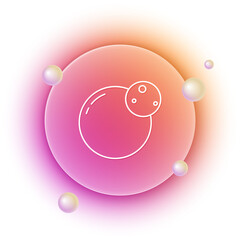 Wall Mural - white planet icon isolated on white background. orange and pink gradient circle background. vector