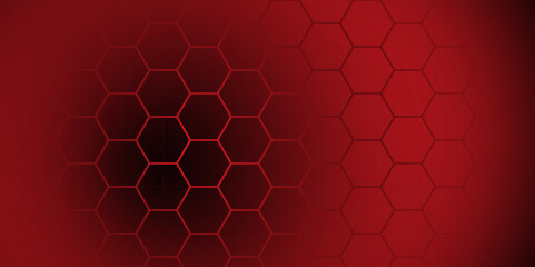 Wall Mural - abstract red hexagon technology background vector. futuristic red tech grid hex pattern. dark red ho