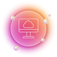 Wall Mural - white cloud technology data transfer and storage icon isolated on white background. orange and pink 