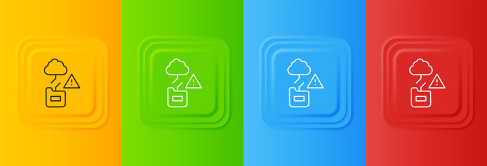 Wall Mural - white cloud technology data transfer and storage icon isolated on colorful background. set icons in 