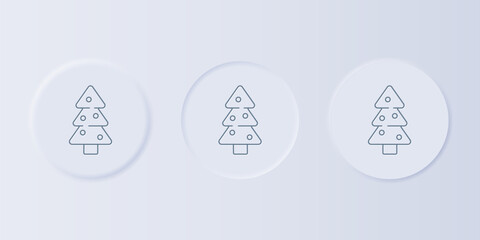 Wall Mural - grey christmas tree with decorations icon isolated on grey background. merry christmas and happy new
