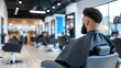 © PJ Gallery - Modern Barbershop: Black Man Awaiting Haircut