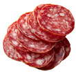 © Ouzhan - Sliced salami ready to serve, perfect for a gourmet appetizer, with visible textures and rich color