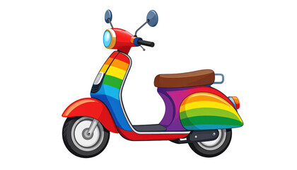 Wall Mural - rainbow motorcycle isolated on white background