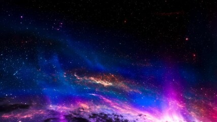 Wall Mural - Vibrant cosmic sky with magenta light beam and scattered stars ideal for wallpaper or background usage.