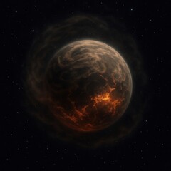 Wall Mural - fiery planet in dark space