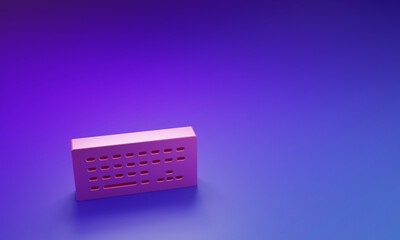 Wall Mural - pink computer keyboard icon isolated on purple-blue background. pc component sign. minimalism concep