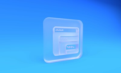Wall Mural - Frosted glass Software, web developer programming code icon isolated on blue background. Javascript computer script random parts of program code. Square frosted glass button. 3D render illustration