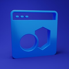 Wall Mural - Blue Software, web developer programming code icon isolated on blue background. Javascript computer script random parts of program code. Minimalism concept. 3D render illustration