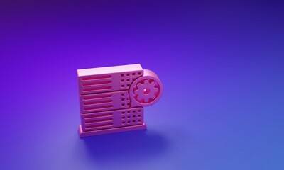 Wall Mural - pink server and gear icon isolated on purple-blue background. adjusting app, service concept, settin