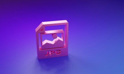 Wall Mural - pink jpg file document. download image button icon isolated on purple-blue background. jpg file symb
