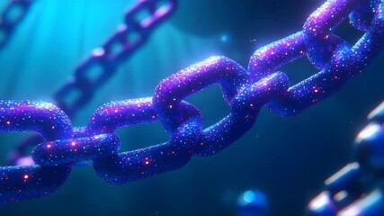 Wall Mural - glowing chain against a vivid blue background creating a stunning visual contrast and depth percepti