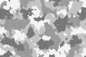 Poster - Abstract halftone seamless camouflage pattern. Repeating digital dotted hexagonal camo military texture background. Abstract modern fabric textile ornament. Vector illustration.