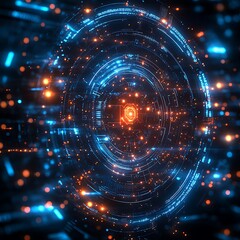 Wall Mural - abstract digital design of circular data flow representing technology network and innovation