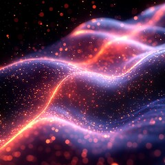 Wall Mural - abstract dynamic vibrant wavy background with glittering particles and sparkling bokeh effect high r