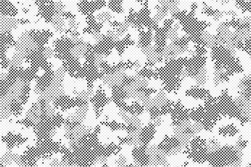 Poster - Abstract halftone camouflage military texture background soldier repeated seamless pattern. Dotted camouflage pattern background seamless vector illustration.