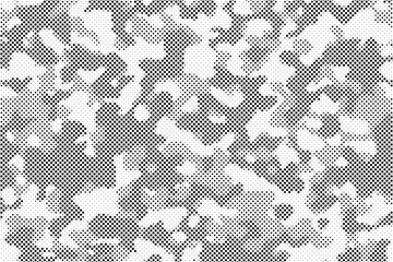 Leinwandbilder - Abstract halftone seamless camouflage pattern. Repeating digital dotted hexagonal camo military texture background. Abstract modern fabric textile ornament. Vector illustration.