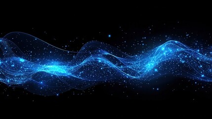 Wall Mural - Abstract Blue Glowing Lines And Shapes - Technology Circuit Board, Telecommunication Network Image.