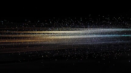 Wall Mural - Abstract Digital Rain Flowing Data Stream, Digital Code, and Light Trails on Black Background.
