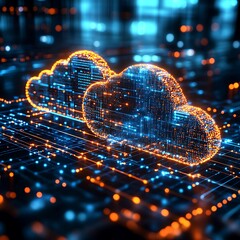 Wall Mural - digital representation of cloud computing illustrating data storage and advanced technology high res