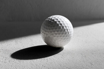 Fototapete - Golf ball in studio setting.  Classic sport and recreation theme. Isolated object is modern and minimal against cement floor.