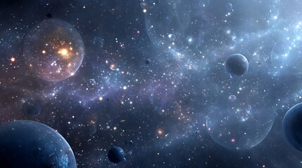 Poster - Universe with stars, constellations, galaxies, nebulae and gas and dust clouds