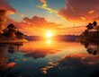 © Silvia Bogdanski - Leuchtender Sonnenuntergang über ruhigem See