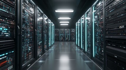 Aufkleber - Modern rack led console in server room data center