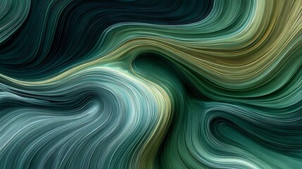 Poster - Gray green and blue flow of wavy lines abstract wave