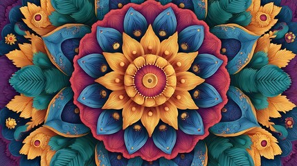 Poster - Colorful mandala illustration as spirituality concept