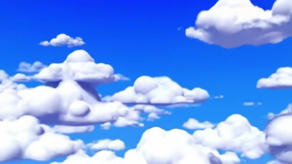 Time lapse of Fluffy white clouds drifting across a bright blue sky on a sunny day. concept of tranquil sky, peaceful nature, dreamy atmosphere, relaxing scenery. Animation