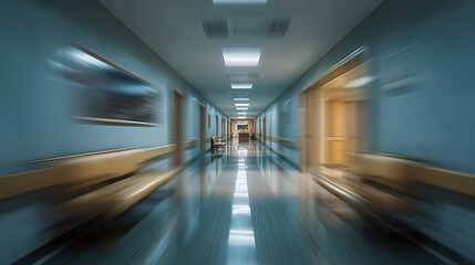 Fototapete - A motion blurred photograph of a hospital interior