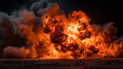 Aufkleber - A dramatic explosion scene with flames and smoke, perfect for action, disaster, or military-themed projects