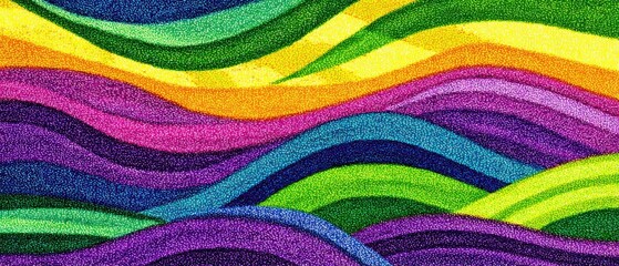 Wall Mural - colorful abstract wavy pattern with pointillism texture rainbow hues in horizontal bands artistic st