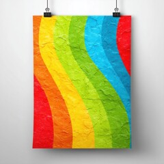 Canvas Print - hanging poster featuring a vibrant rainbow spectrum with textured stone effect eye level studio shot
