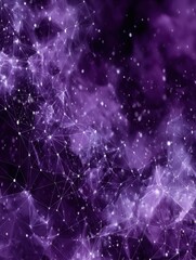 Wall Mural - purple network abstract background showing connection of dots and lines in a futuristic design with 