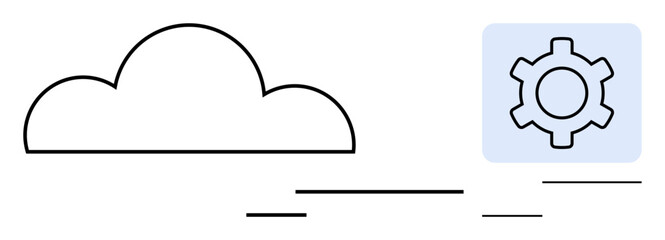 Wall Mural - cloud shape paired with a gear icon symbolizing cloud computing, optimization, and digital tools. id