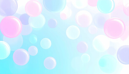 Wall Mural - pastel bubbles floating on light blue background