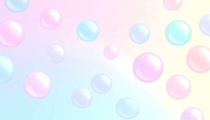 Wall Mural - pastel rainbow bubbles floating on soft gradient background
