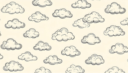 Wall Mural - simple black and white cloud pattern background