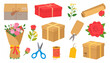 © WINDA KRISDAYANTI - Colorful illustration of gift boxes, flowers, packaging supplies, and gift-wrapping tools