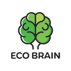 Poster - Eco-friendly brain logo showcasing a blend of nature and intellect, symbolizing sustainability and environmental awareness in a modern design
